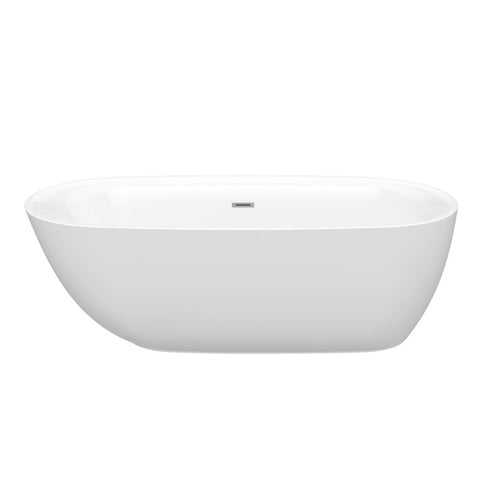 ANZZI Ami 59 in. Acrylic Flatbottom Freestanding Bathtub in White