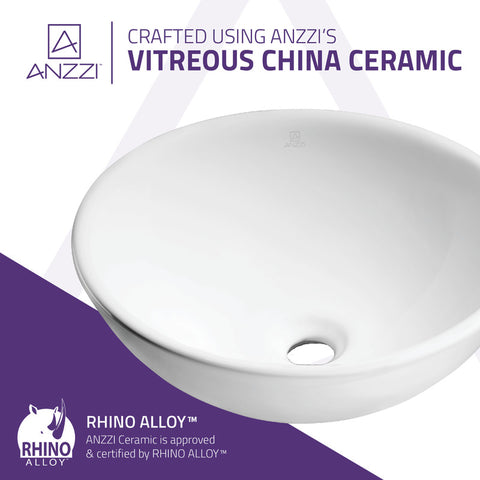 ANZZI Deux Series Ceramic Vessel Sink in White