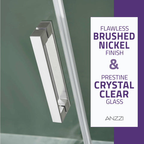 60 in. x 76 in. Frameless Sliding Shower Door with Handle in Brushed Nickel