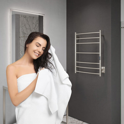 TW-AZ027BN - ANZZI Gown Series 7-Bar Wall Mounted Electric Plug-In Bathroom Towel Warmer Rack in Brushed Nickel Finish Stainless Steel