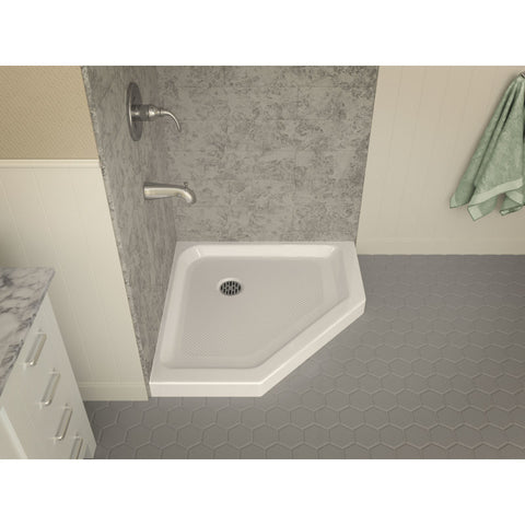 SB-AZ01NO-R - ANZZI 36 in. x 36 in. Neo-Angle Double Threshold Shower Base in White