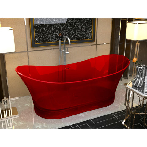 FT-AZ520-RD - ANZZI Azul 5.8 ft. Solid Surface Center Drain Freestanding Bathtub in Deep Red