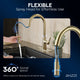 Modern 16 in. 1-Handle Touchless Pull-Down Kitchen Faucet in Satin Brass with Motion Sensor and Dual Spray Modes