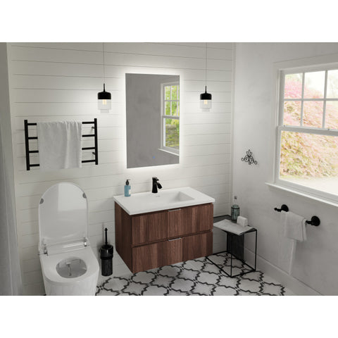 ANZZI Conques 30 in W x 20 in H x 18 in D Bath Vanity with Cultured Marble Vanity Top in White with White Basin