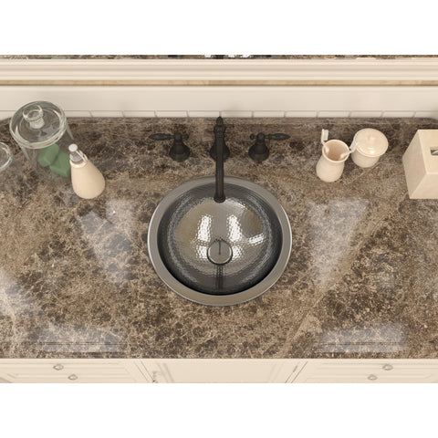 Julian 14 in. Handmade Drop-in Bathroom Sink with Overflow in Hammered Nickel