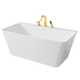 Vault Series 59 in. x 30 in. Flat Bottom Acrylic Freestanding Soaking Bathtub with Center Drain, Brushed Gold Faucet