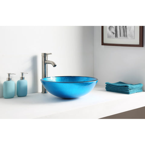 LS-AZ078 - ANZZI Arc Series Deco-Glass Vessel Sink in Lustrous Light Blue Finish