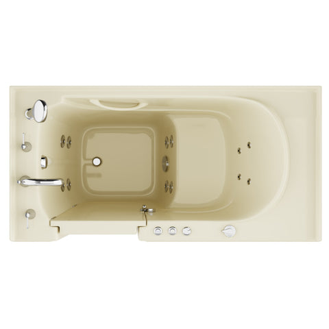 AZ3060WILBH - ANZZI Coupe Series 30 in. x 60 in. Left Drain Quick Fill Walk-In Whirlpool Tub with Powered Fast Drain in Biscuit