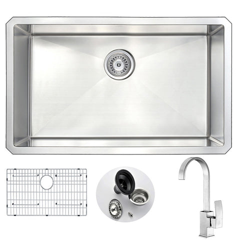 ANZZI VANGUARD Undermount 30 in. Kitchen Sink with Opus Faucet in Brushed Nickel