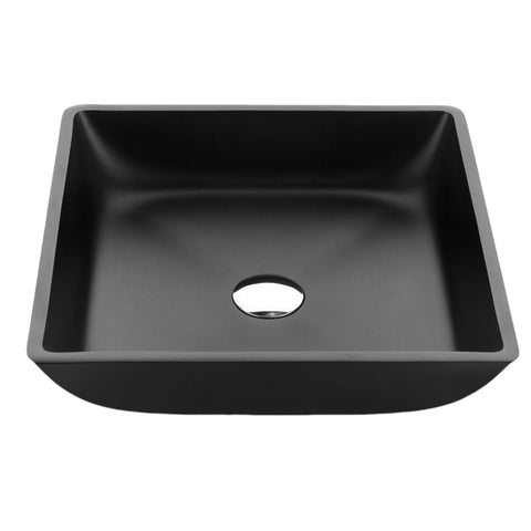 LS-AZ906MB - ANZZI Solstice Square Glass Vessel Bathroom Sink with Matte Black Finish