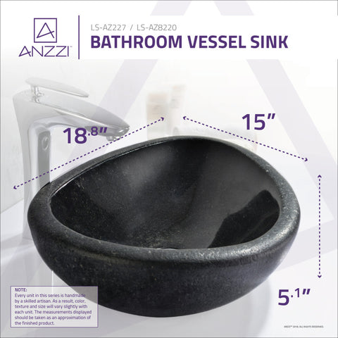 ANZZI Opal Peak Vessel Sink in Desert Black