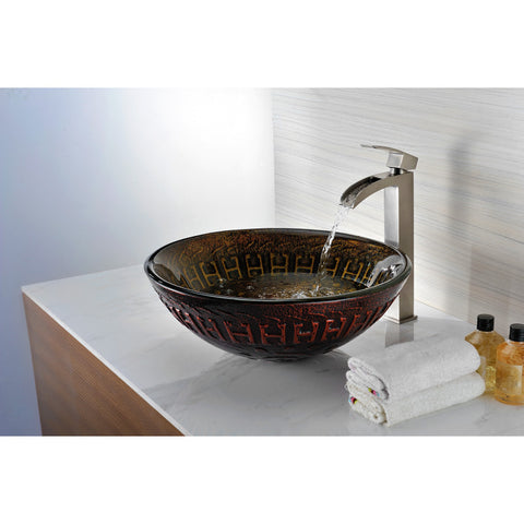 ANZZI Opus Series Deco-Glass Vessel Sink in Lustrous Brown