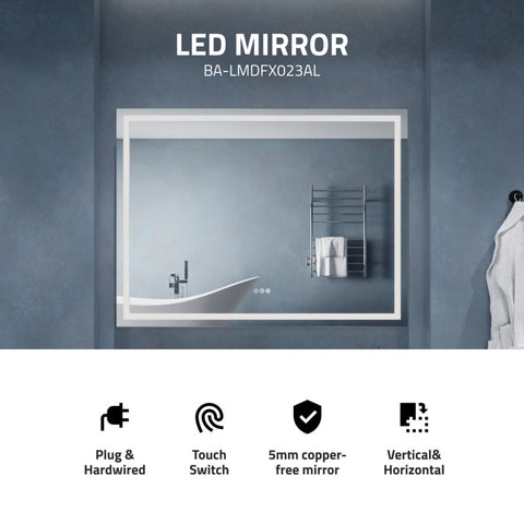 ANZZI 36-in. x 48-in. Frameless LED Front/Back Light Bathroom Mirror w/Defogger