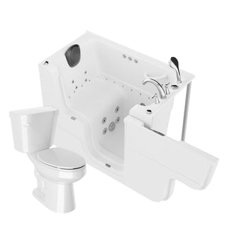 ANZZI 52 in. x 29 in. Right Drain Combination Jetted Bathtub in White with Elongated Toilet and Soft Close Lid