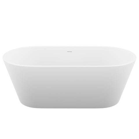 ANZZI Rossetto 5.6 ft. Solid Surface Center Drain Freestanding Bathtub in Matte White