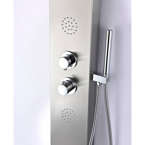 SP-AZ037 - ANZZI Vanzer Series 52 in. Full Body Shower Panel with Heavy Rain Shower and Body Jets and Spray Wand in Brushed Steel