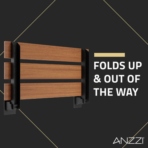 ANZZI Rochen 18.7 in. Teak Wall Mounted Folding Shower Seat