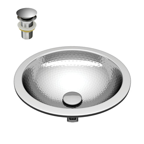 BS-004 - ANZZI Julian 14 in. Handmade Drop-in Bathroom Sink with Overflow in Hammered Nickel