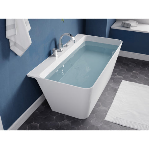 FT-AZ114-67 - ANZZI Vault Series 67 in. x 32 in. Flat Bottom Acrylic Freestanding 77 Gallon Soaking Bathtub with Center Drain in White