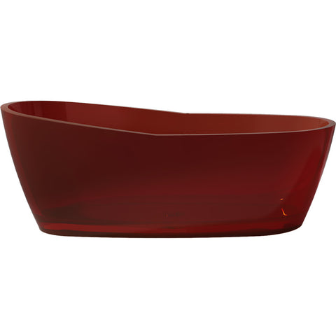 ANZZI Ember 5.4 ft. Solid Surface Center Drain Freestanding Bathtub in Deep Red