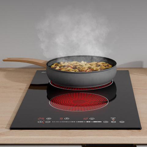 Twilight Series 12 in. 2 Elements Glass Top Radiant Electric Cooktop in Black with 1800W, Auto-Off, and Heat Indicator