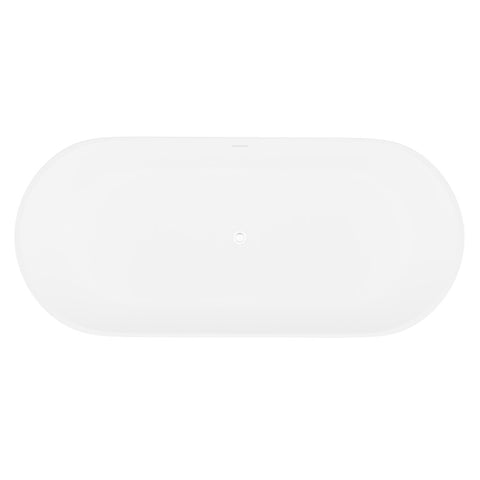 ANZZI Badi 5.9 ft. Solid Surface Center Drain Freestanding Bathtub in Matte White