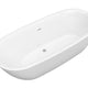 Ami Series 67 in. x 30 in. Flat Bottom Acrylic Freestanding 91 Gallon Soaking Bathtub with Center Drain in Glossy White