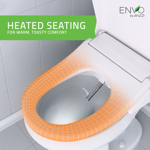 Electric Bidet Seat for Elongated Toilets  with Auto Lid, Heated, Warm Water, Air Dryer,  and Remote in White