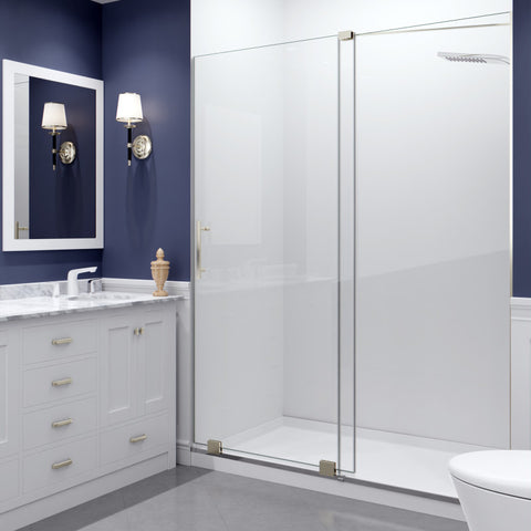 SD-AZ055-01BN - ANZZI Longboat Series 60 in. x 76 in. Semi-Frameless Shower Door with TSUNAMI GUARD in Brushed Nickel