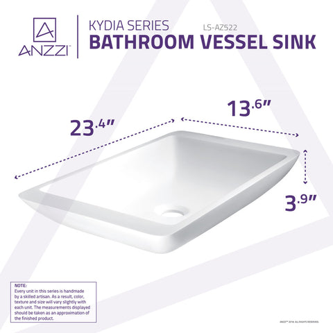 ANZZI Kydia Solid Surface Vessel Sink in Matte White