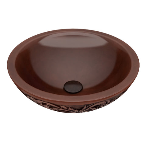 ANZZI Pisces 16 in. Handmade Vessel Sink in Polished Antique Copper with Floral Design Exterior