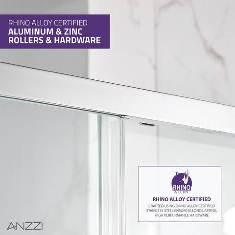 48 in. x 72 in. Framed Shower Door with TSUNAMI GUARD in Polished Chrome
