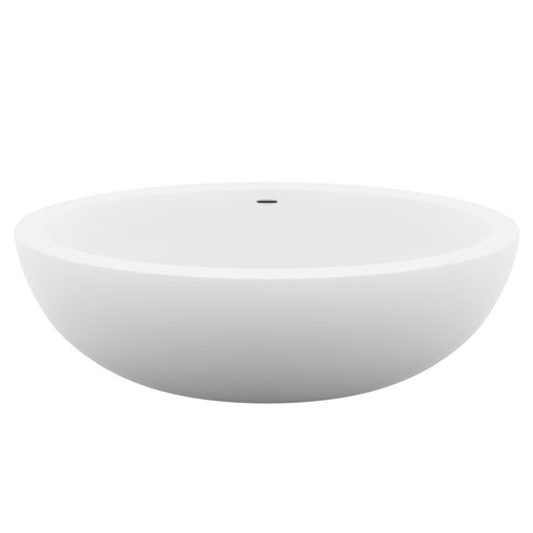 ANZZI Kekehun 6.3 ft. Solid Surface Center Drain Freestanding Bathtub in Matte White