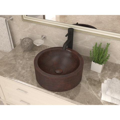 LS-AZ342 - ANZZI Stern 16 in. Handmade Vessel Sink in Hammered Antique Copper