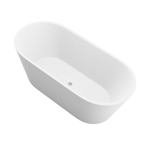 ANZZI Rossetto 5.6 ft. Solid Surface Center Drain Freestanding Bathtub in Matte White