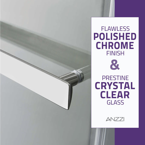 ANZZI Kahn Series 48 in. x 76 in. Frameless Sliding Shower Door with Horizontal Handle