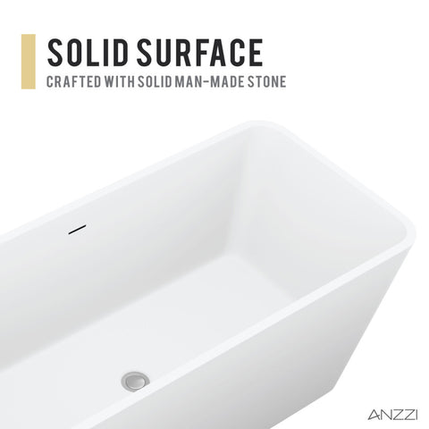 Cenere 4.9 ft. Man-Made Stone Center Drain Freestanding Bathtub in Matte White