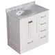 V-CHG011-36-S-X - ANZZI Chateau 36 in. W x 35 in. H Bath Vanity in Rich White with Carrara White Marble Vanity Top in Carrara White with White Basin