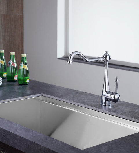 Patriarch Single Handle Standard Kitchen Faucet in Polished Chrome