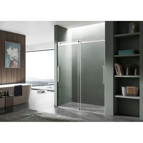 SD-FRLS05901CHR - ANZZI 48 in. x 76 in. Frameless Sliding Shower Door with Handle in Chrome