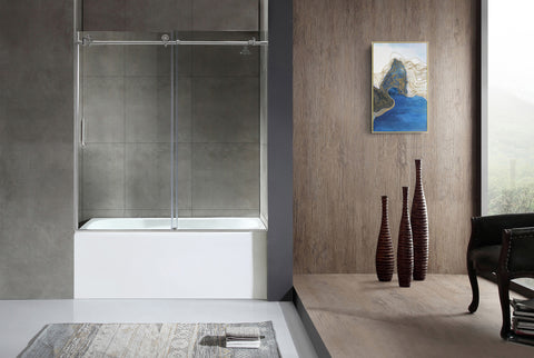 ANZZI 5 ft. Acrylic Rectangle Tub With 60 in. x 62 in. Frameless Sliding Tub Door