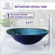 ANZZI Key Series Deco-Glass Vessel Sink in Lustrous Blue and Black