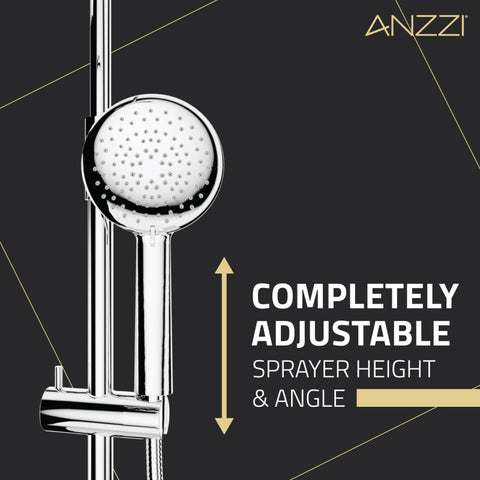 ANZZI Heavy Rainfall Stainless Steel Shower Bar with Hand Sprayer