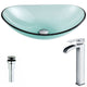 LSAZ076-097 - ANZZI Major Series Deco-Glass Vessel Sink in Lustrous Green with Key Faucet in Polished Chrome