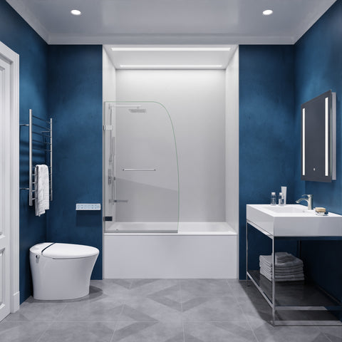 ANZZI Grand Series 31.5 in. by 56 in. Frameless Hinged Tub Door