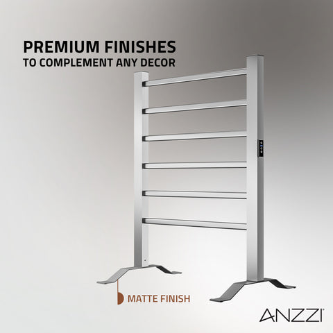 Naple Series 6-Bar Aluminum Wall Mounted/Free Standing Electric Towel Warmer Rack with Leg Attachment in Matte Finish