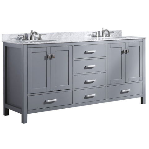 V-CHN013-72-X - ANZZI Chateau 72 in. W x 36 in. H Bathroom Bath Vanity Set in Rich Gray