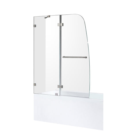 ANZZI 60 in. L x 32 in. W Left Drain Tub in White and 48 in. W x 58 in. H Frameless Hinged Tub Door in Brushed Nickel Finish