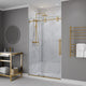 ANZZI Series 48 in. x 76 in. Frameless Shower Door with Sliding in Brushed Gold with Tsunami Guard Tempered Clear Glass