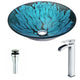 LSAZ046-097 - ANZZI Key Series Deco-Glass Vessel Sink in Lustrous Blue and Black with Key Faucet in Polished Chrome